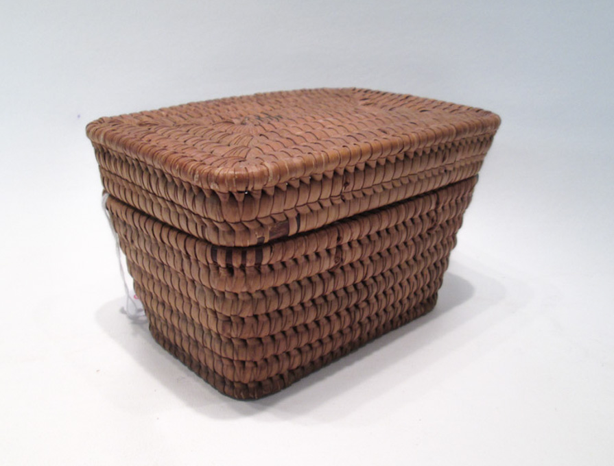 Appraisal: LIDDED COIL BASKET rectangular with conforming lid Dimensions L x