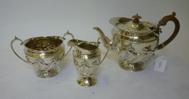 Appraisal: A LATE VICTORIAN THREE PIECE PEDESTAL TEA SERVICE maker Aldwinkle