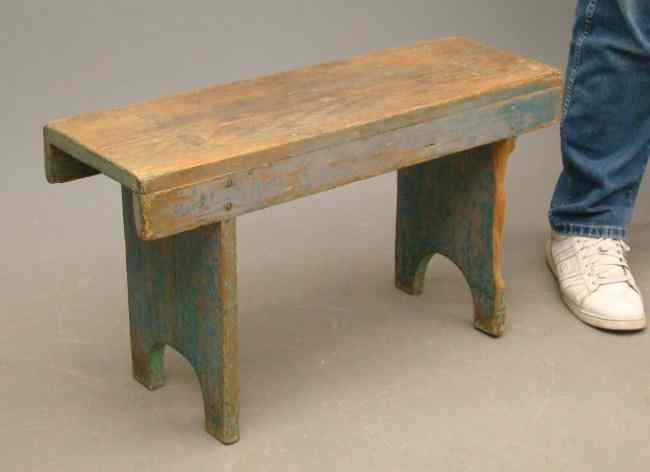 Appraisal: th c bootjack bench in old green paint '' W