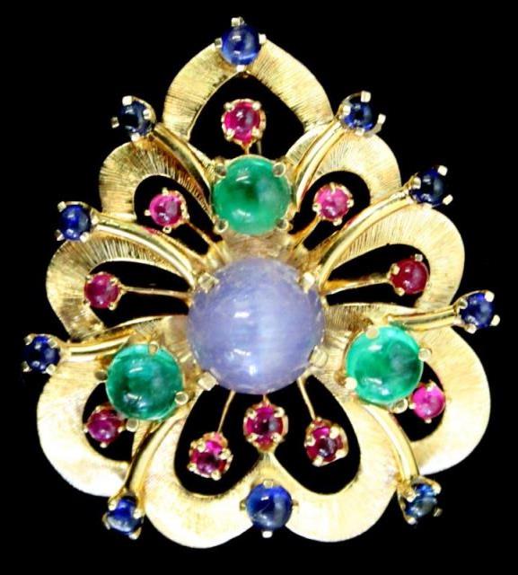 Appraisal: JEWELRY kt Star Sapphire Emerald Ruby and Sapphire Pendant kt