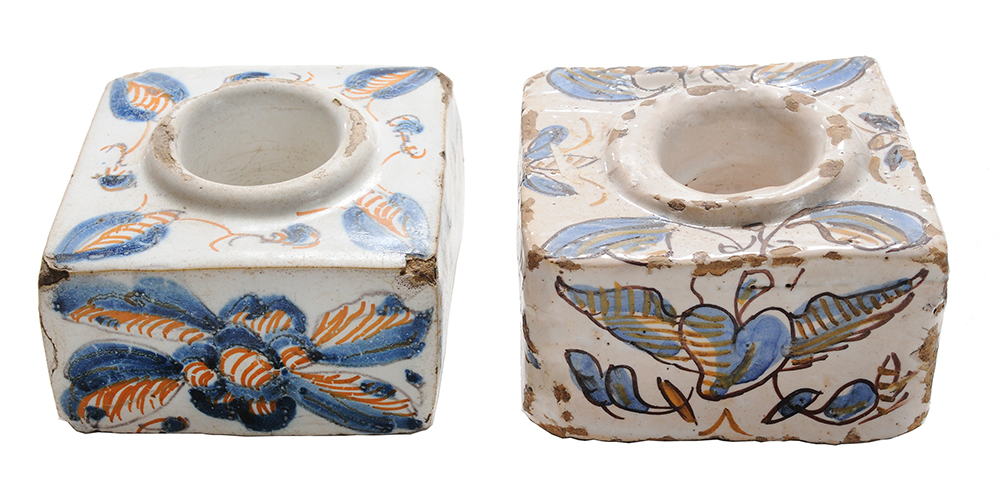 Appraisal: th century the first with orange and blue decoration on