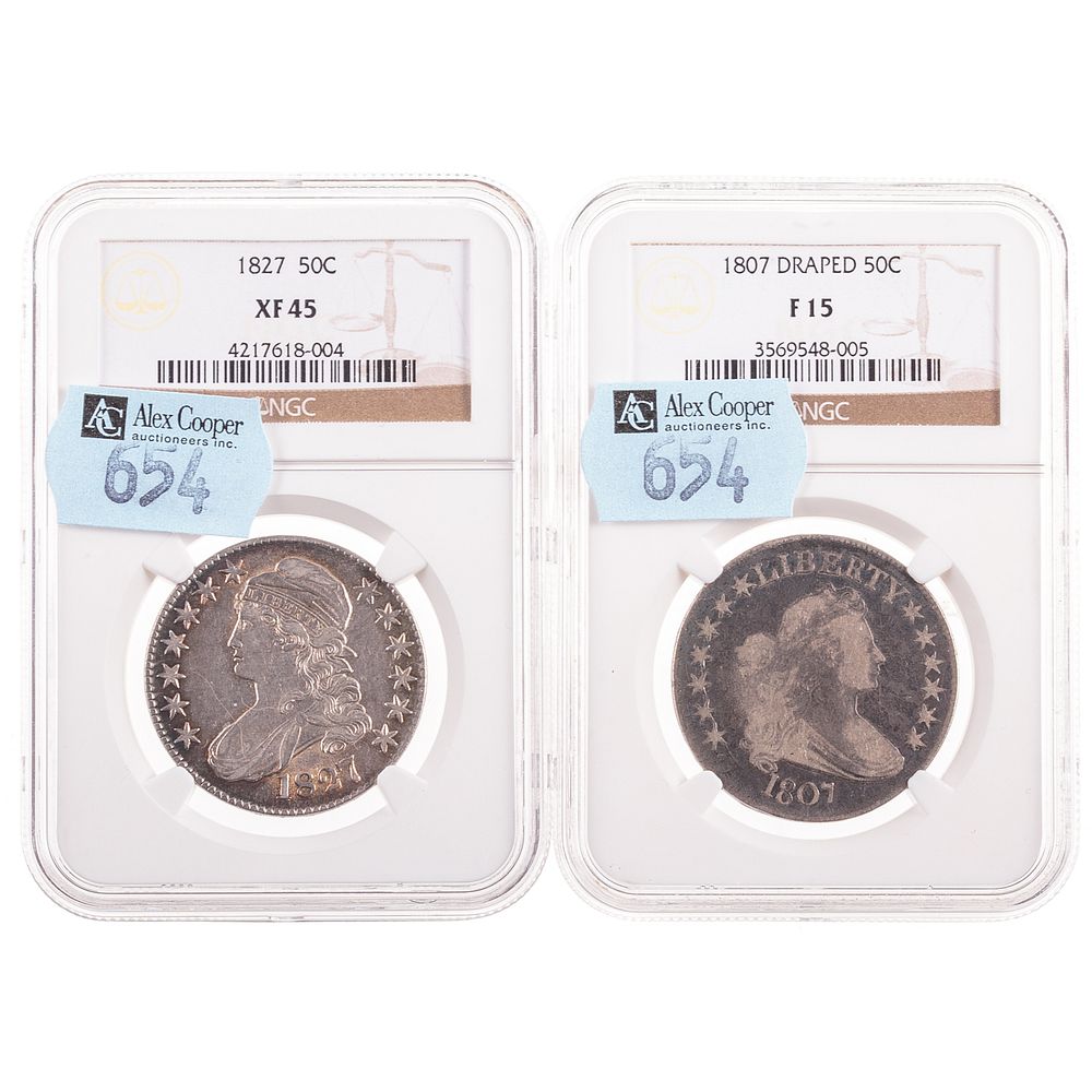 Appraisal: Nice Pair of NGC Graded Early Half Dollars Draped Bust