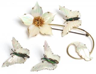 Appraisal: Ocean Treasures Vermeil Butterfly Pin Earrings Circa the gold-on-silver brooch