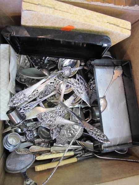 Appraisal: ONE BOX OF ASSORTED SILVER PLATE FLAT WARE INCLUDING BERRY