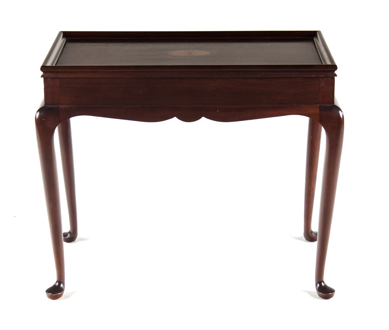 Appraisal: Queen Anne style tea table patera inlaid mahogany table with