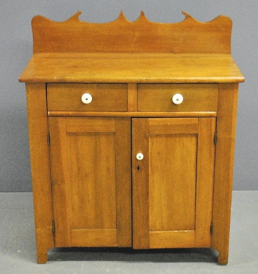 Appraisal: - Child s miniature poplar jelly cupboard late th c