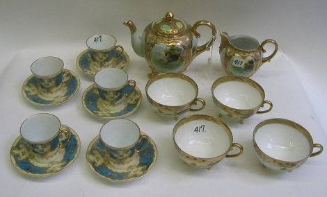 Appraisal: A NIPPON TEA SET AND A ROYAL VIENNA DEMITASSE SET