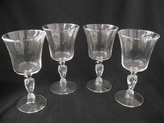 Appraisal: Morgantown Figural Crystal Goblets bird decor '' excellent