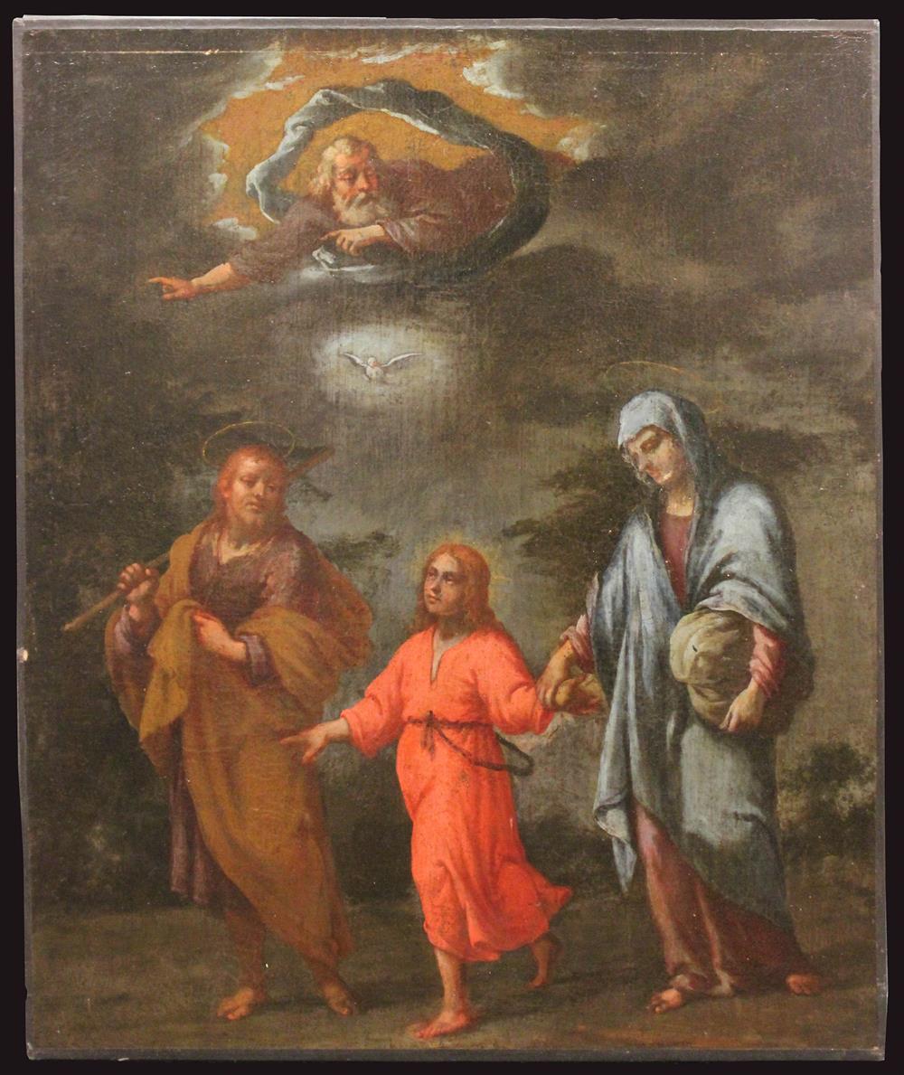 Appraisal: CONTINENTAL SCHOOL TH CENTURY HOLY FAMILY Oil on canvas x