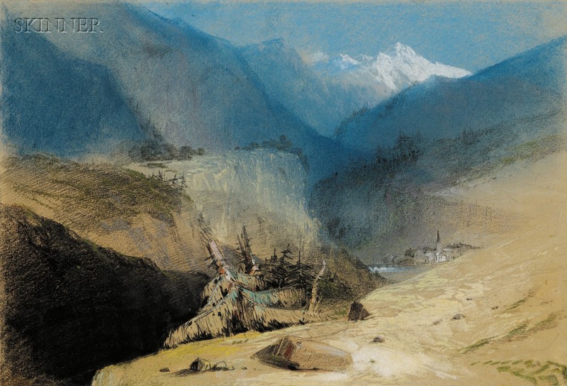 Appraisal: Attributed to Joseph Geldart British - Alpine Vista Unsigned Unsigned