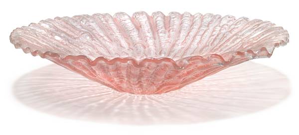 Appraisal: Property of various owners Pink Bowl frosted slump glass unsigned