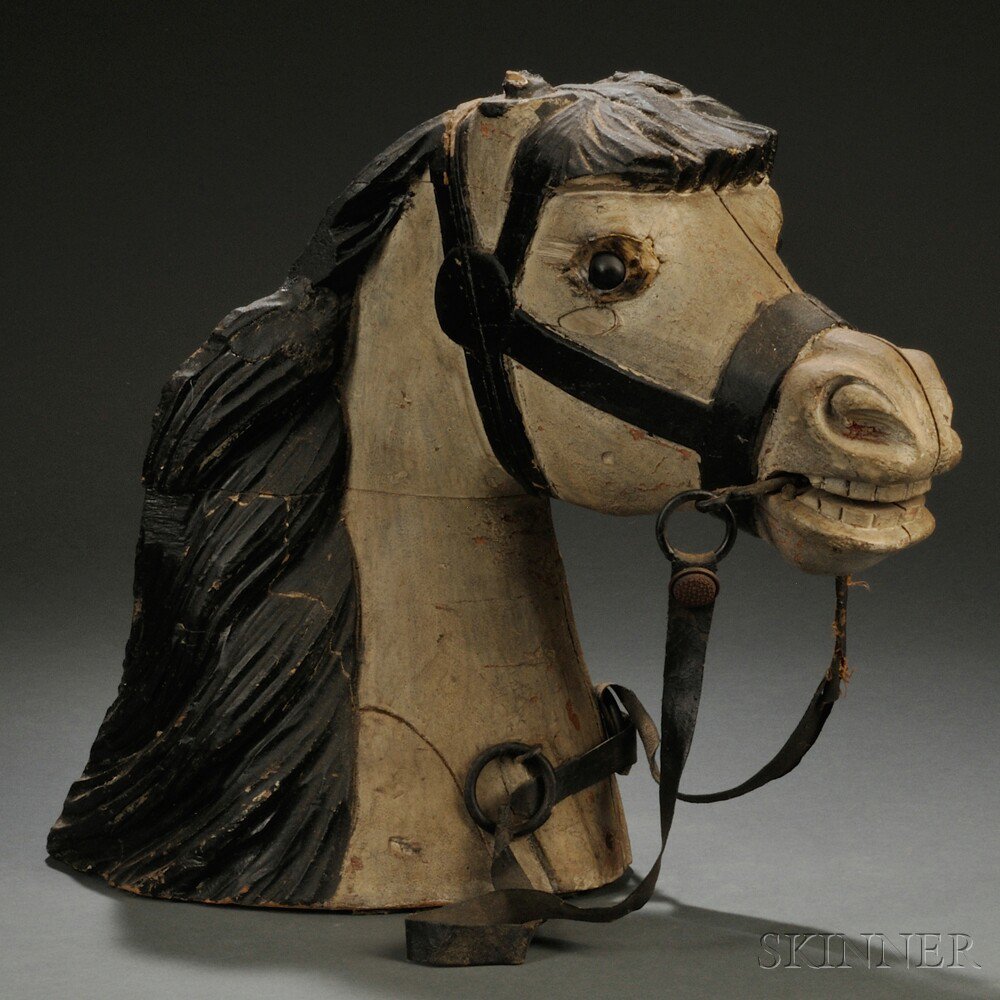 Appraisal: Carved and Painted Carousel Horsehead America late th early th