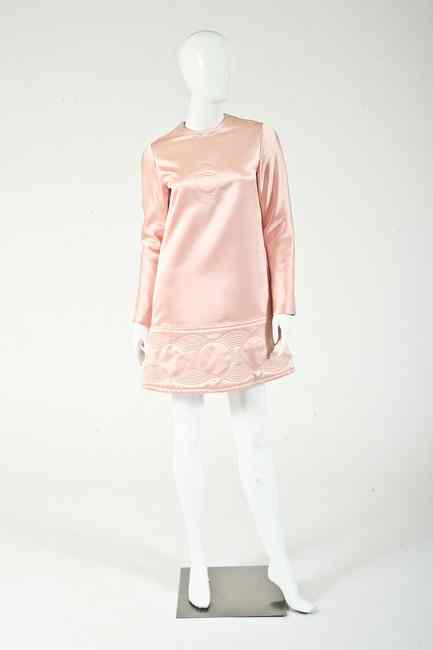 Appraisal: PIERRE CARDIN SHELL PINK SATIN DRESS Early s style retailed