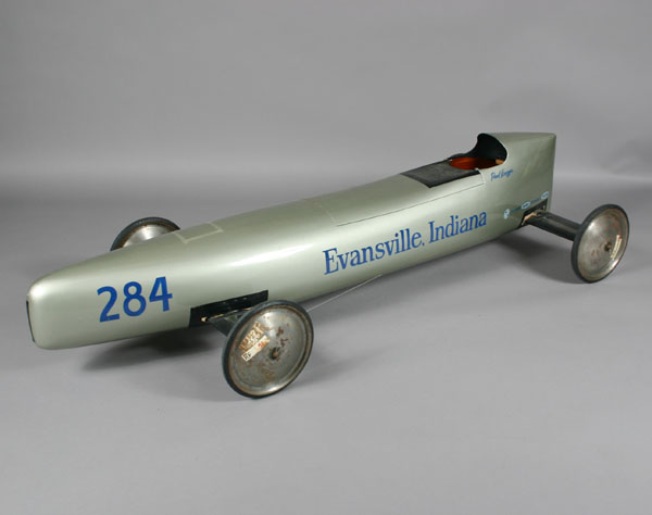 Appraisal: Vintage Hoosier soapbox derby racer piloted by Paul Krueger streamline