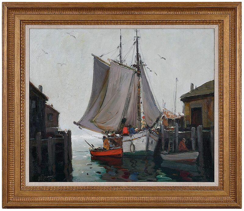 Appraisal: Anthony Thieme American - Wharf Scene signed lower left A