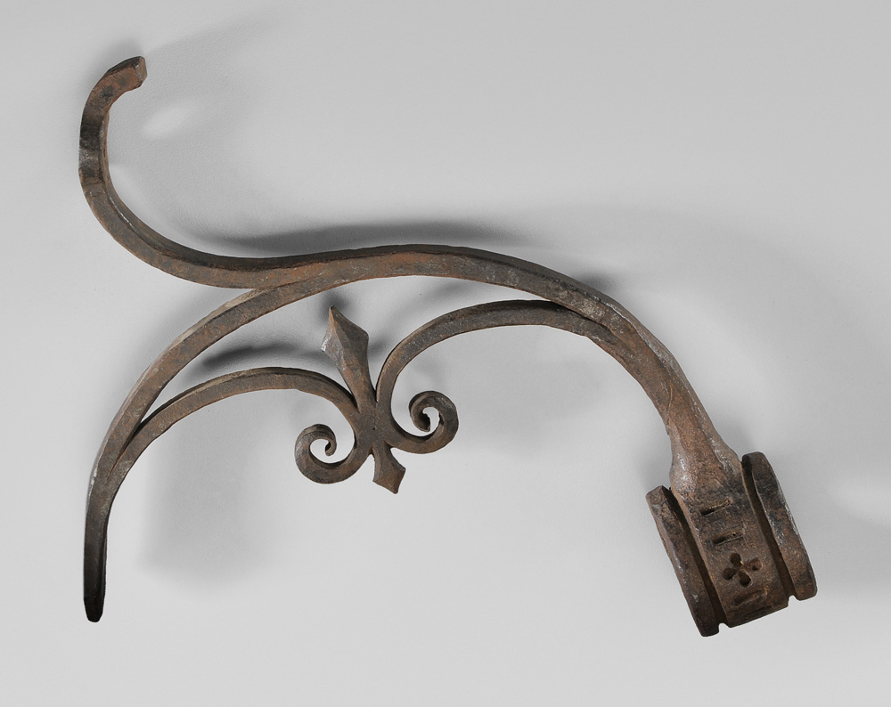 Appraisal: Samuel Yellin Flagpole Bracket wrought iron with scroll and arrow