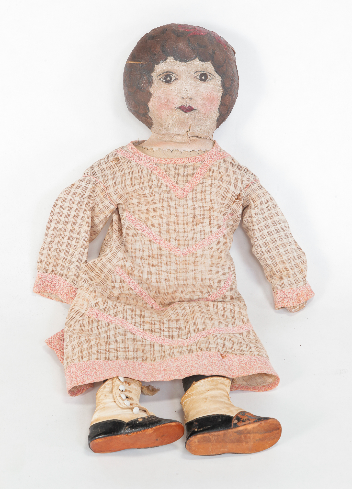 Appraisal: AMERICAN OIL CLOTH DOLL Ca s Painted face hair and