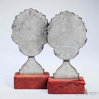 Appraisal: Pair of Tinned Reflectors early th century shaped glass plates