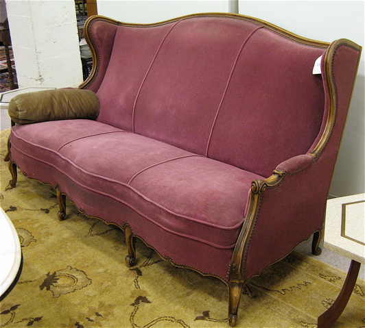 Appraisal: LOUIS XV STYLE WINGBACK SOFA Continental mid- th century with