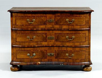 Appraisal: Continental baroque serpentine commode with highly figured and bookmatched veneers