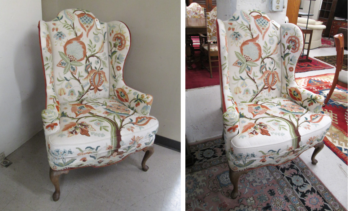 Appraisal: A PAIR OF QUEEN ANNE STYLE WINGBACK ARMCHAIRS Mary Webb