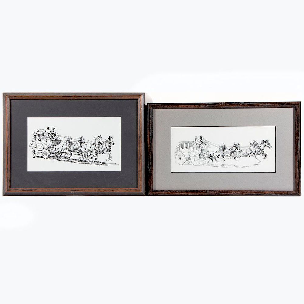 Appraisal: Two th century Edward Borein style prints Frames inches high