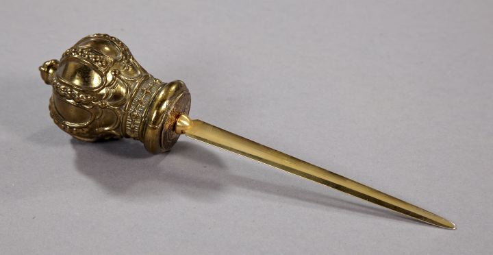 Appraisal: Lacquered Brass Letter Opener of scepter form the handle cast