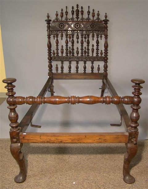 Appraisal: PORTUGUESE CARVED HARDWOOD SINGLE BED h w in