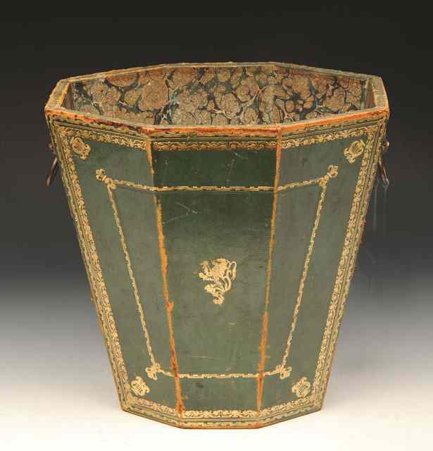 Appraisal: A TH CENTURY STYLE GREEN LEATHER BOUND OCTAGONAL SHAPED LIBRARY