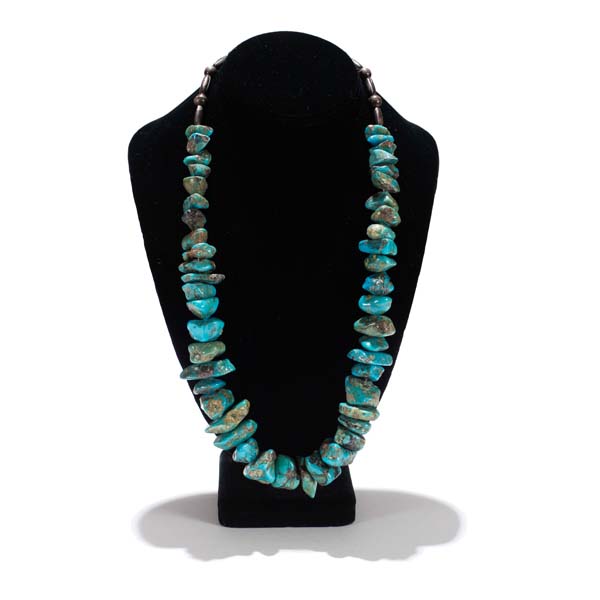 Appraisal: Large raw turquoise necklace with silver beads long