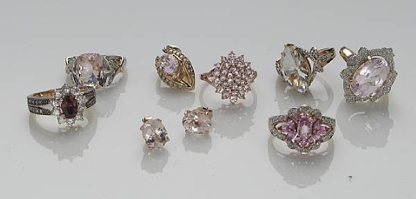 Appraisal: A collection of gem-set diamond k and k gold jewelry