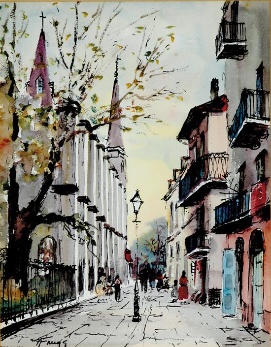 Appraisal: Nestor Hippoyle Fruge Louisiana b FRENCH QUARTER NEW ORLEANS watercolor