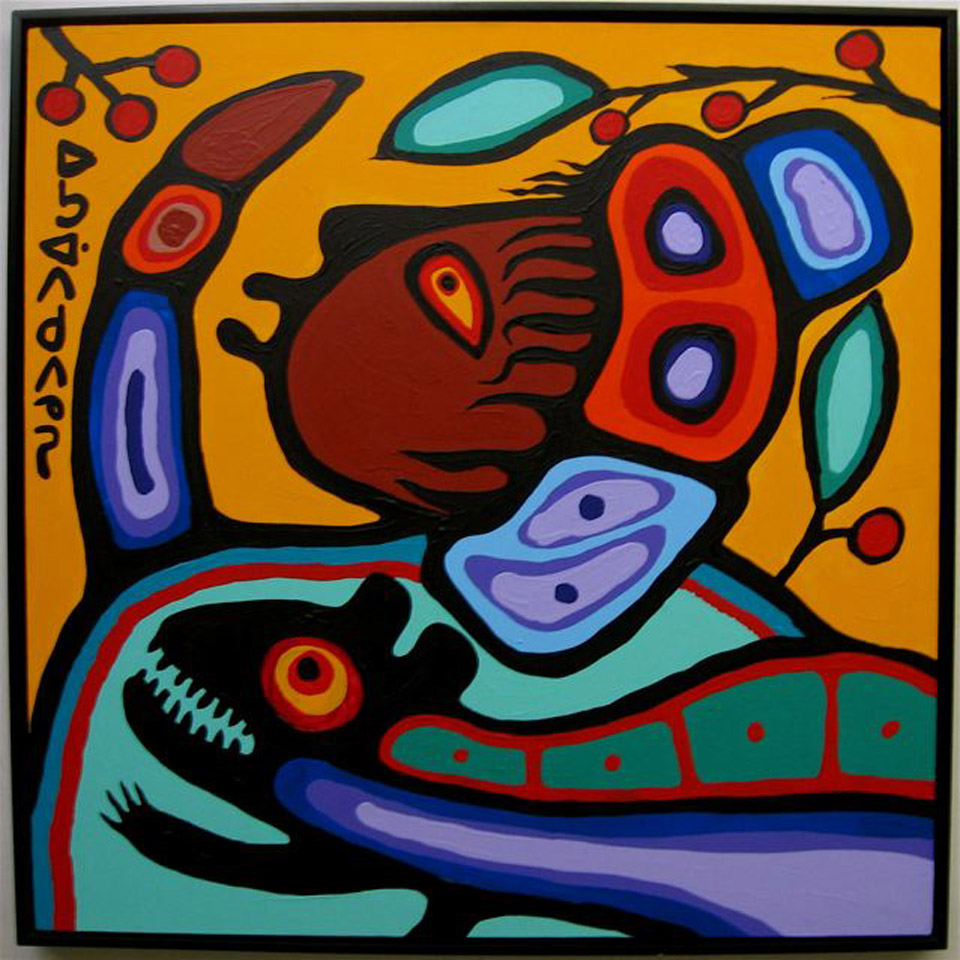 Appraisal: OTTER WITH MICHAEL NORVAL MORRISSEAU - CANADIAN ACRYLIC ON CANVAS