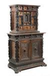 Appraisal: COURT CUPBOARD - Two Part Heavily Carved Continental Court Cupboard