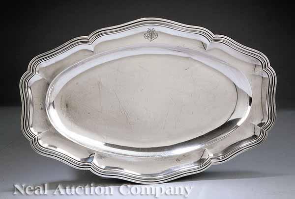 Appraisal: A French First Standard Silver Meat Dish elliptical well with