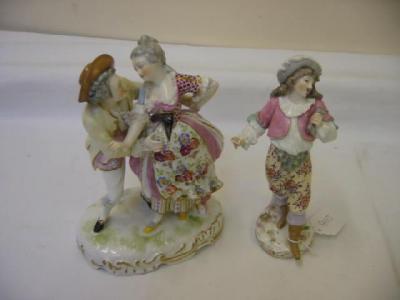 Appraisal: A PARIS PORCELAIN FIGURAL GROUP modelled as a lady and