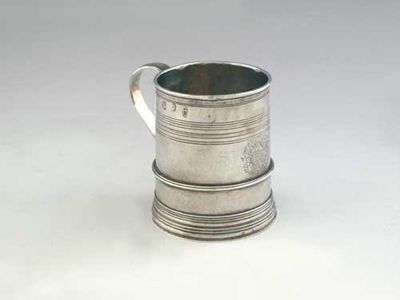 Appraisal: A William III small tapering mug with bands of reeded