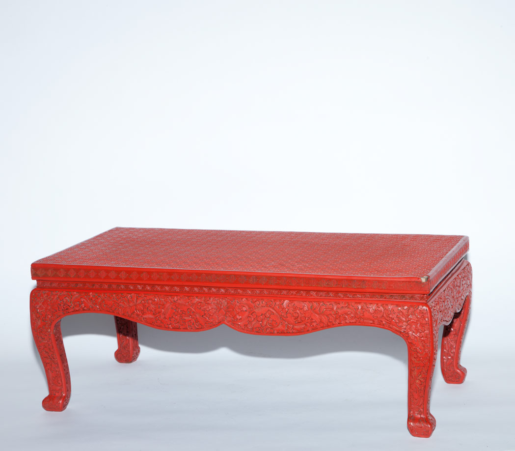 Appraisal: Chinese Red Lacquer Table Stand Height inches width inches depth