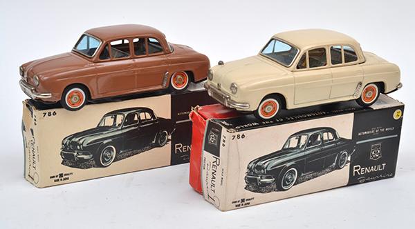 Appraisal: TWO BANDAI JAPAN FRICTION TINPLATE S RENAULT DAUPHINE ONE WHITE