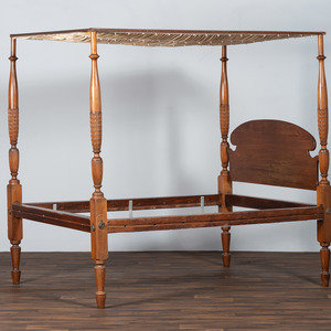 Appraisal: A Federal Carved Walnut Four-Post Tester Bed Likely Virginia Circa