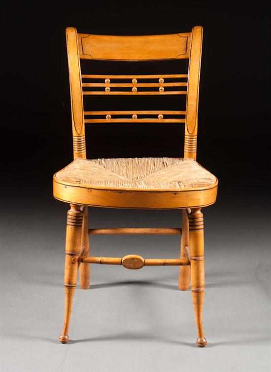 Appraisal: Late Federal carved maple rush seat side chair New York