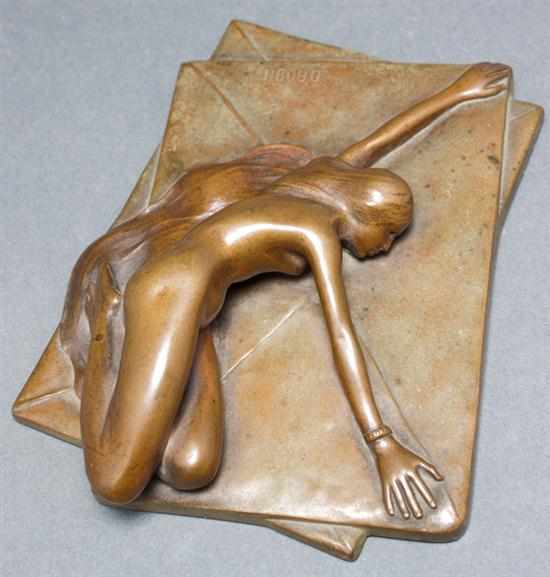 Appraisal: Michael Drobil American - Art Nouveau patinated bronze sculpture of