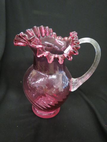 Appraisal: Cranberry Art Glass Pitcher swirl decor excellent