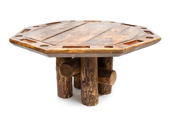 Appraisal: Sale Lot A Rustic Log Poker Table with cup and