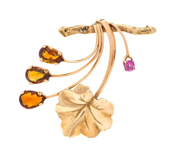 Appraisal: Sale Lot A Retro Bicolor Gold Citrine and Pink Sapphire