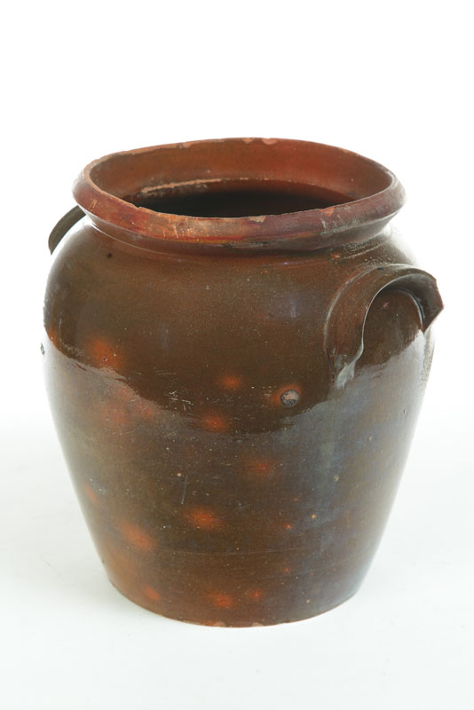 Appraisal: REDWARE CROCK American possibly Galena nd half- th century Slightly