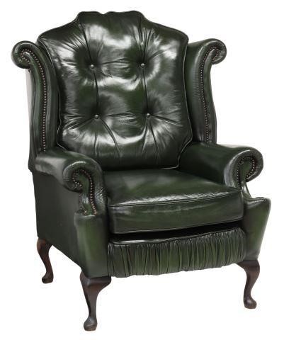 Appraisal: English Queen Anne style wingback armchair late th c in