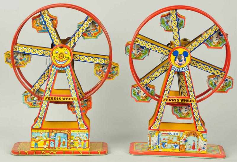 Appraisal: Lot of Tin Litho Chein Ferris Wheel Toys Description American