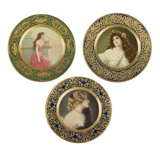 Appraisal: Dresden Art Tin Plates Three Dresden Art tin plates All