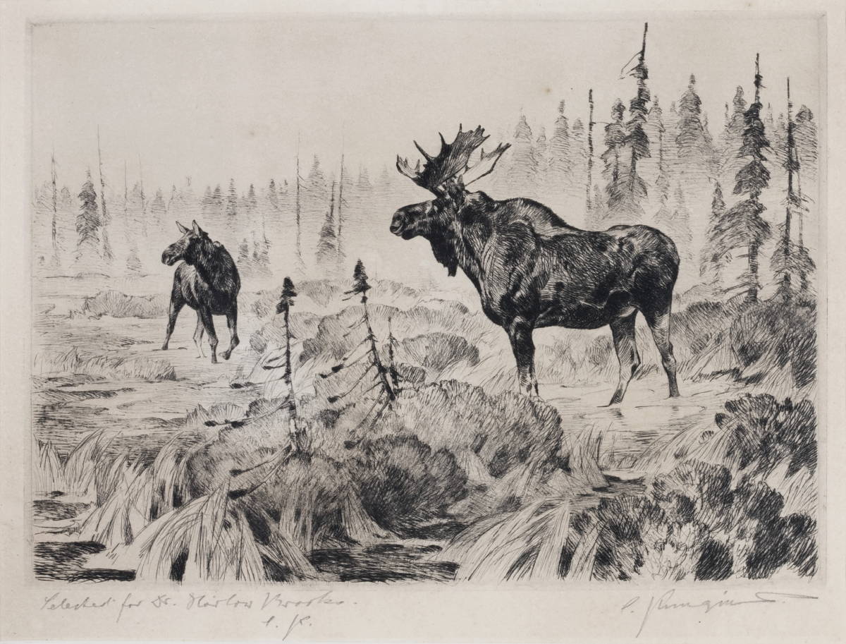 Appraisal: CARL RUNGIUS AMERICAN - NEAR LONG LAKE Etching and drypoint